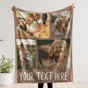 Custom Photo Blanket Grandma, Personalized Picture for Grandma, Photos Collage Grandma Gift, Photo Blanket Mom, Blanket With Photo and Text