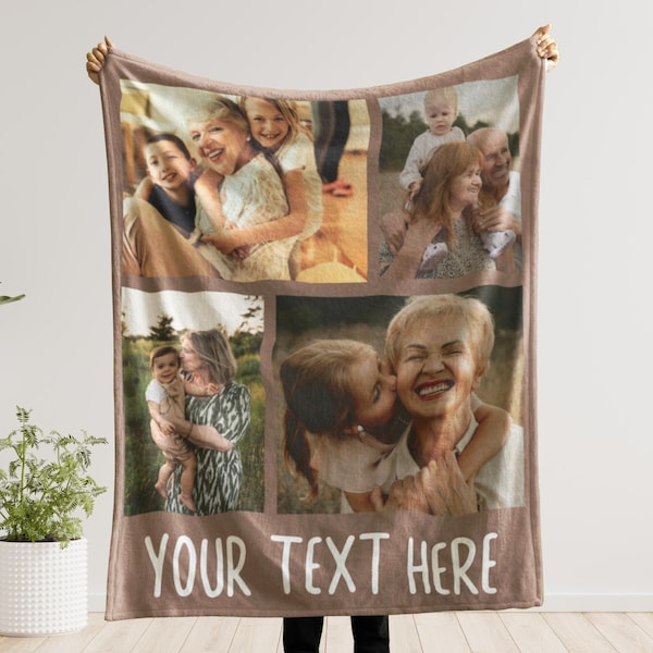 Manta personalizada con foto para la abuela, foto personalizada para la abuela, collage de fotos, regalo para la abuela, manta con foto para mamá, manta con foto y texto