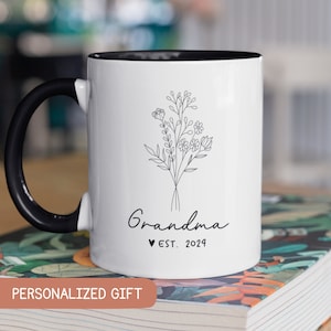 New Grandma Mug, Pregnancy Announcement Gift, Pregnancy Reveal, New Grandma Gift, New Baby Announcement, Baby Reveal, Wildflowers Mug