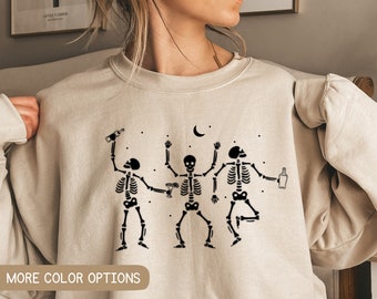 Party Dancing Skeleton Halloween Shirt, Skeletons Happy Halloween Tshirt,Sweatshirt Oversized Skeleton,Comfortable Tee Halloween,Funny Shirt