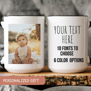 Personalized Photo Coffee Mug Birthday Gift, Custom Mug Gift for Grandparents, Valentine's day Gift, Grandpa Photo Mug, Gift From Baby