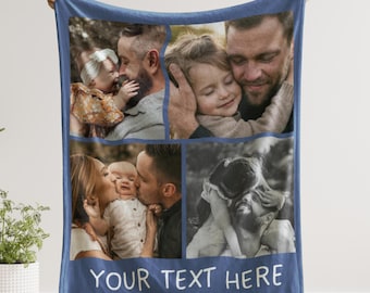Custom Dad Photo Blanket, First Father's Day Blanket,  Dad Custom Gift from Baby, Personalized Gift From Kids Daughter Stepdad