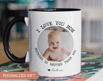Mom Gift From Son, First Mother's Day Gift, New Mom Gift, Custom 1st Mothers Day Mug, Custom Photo Mug with kid's name and photo