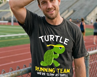 Turtle Running Team Shirt, Slow as Shell Funny Runner Tee for Family Races
