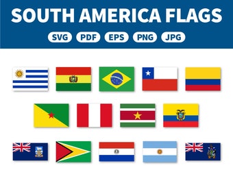 Flags of South America collection pack | svg - pdf - eps - png - jpg