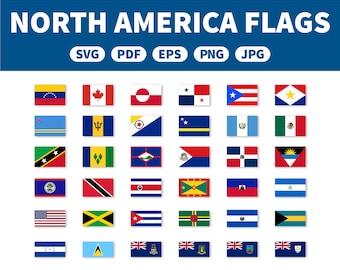 Flags of North America collection pack | svg - pdf - eps - png - jpg