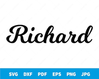 Richard - Calligraphy name shape vector file for cutting or printing - svg, dxf, pdf, eps, png, jpg