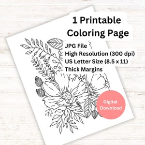 Coloring Page for Teens and Adults, Coloring Page, Plants and Flowers Coloring Page, Mindful Coloring Page, Self Care, Relaxation, Therapy