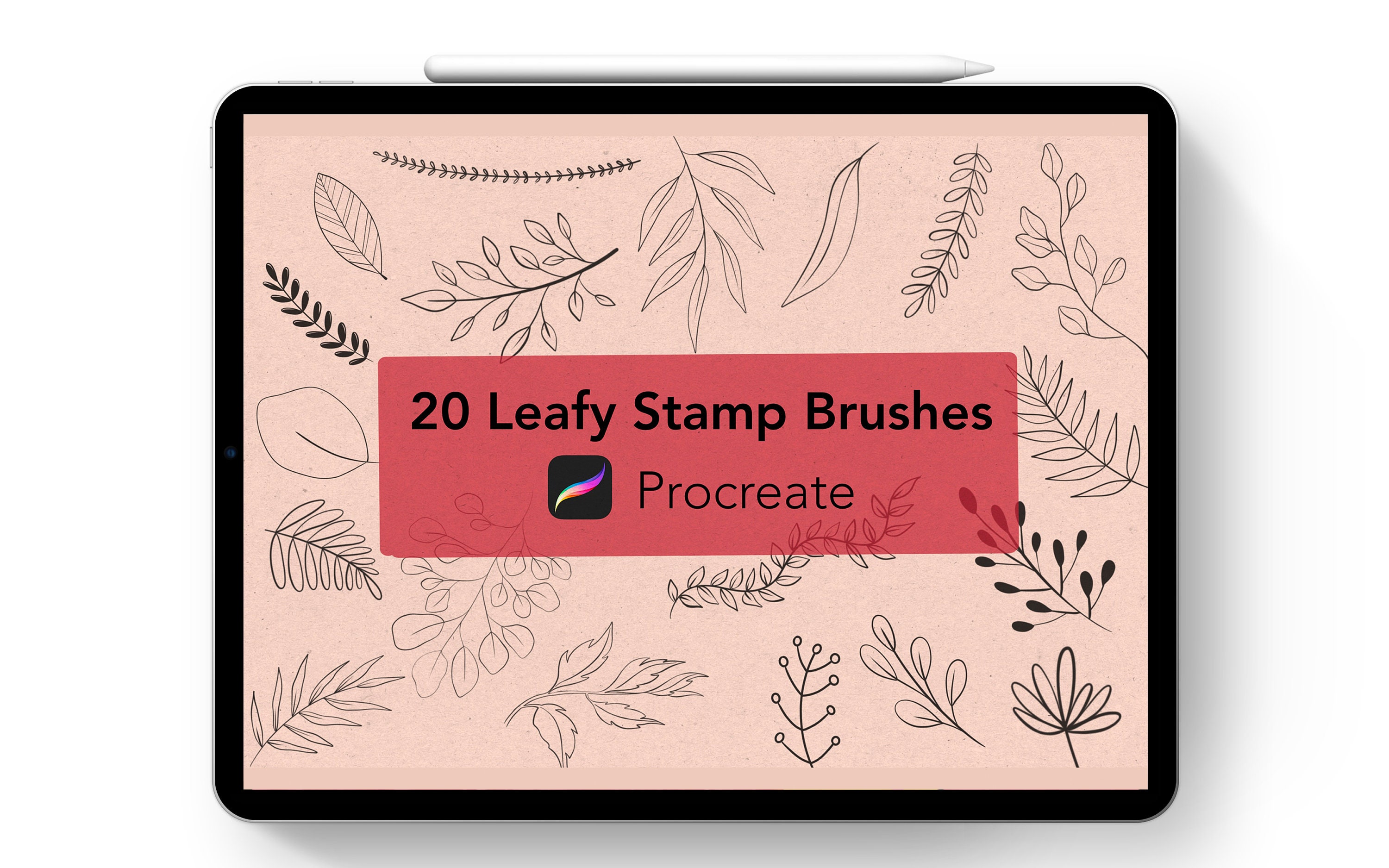 20 Procreate Botanical Stamps, Procreate Doodle Brushset, Leaves and ...