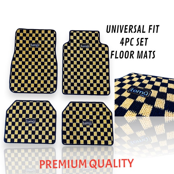 JDM Akashi Tomu Checkered Floor Mats - YELLOW