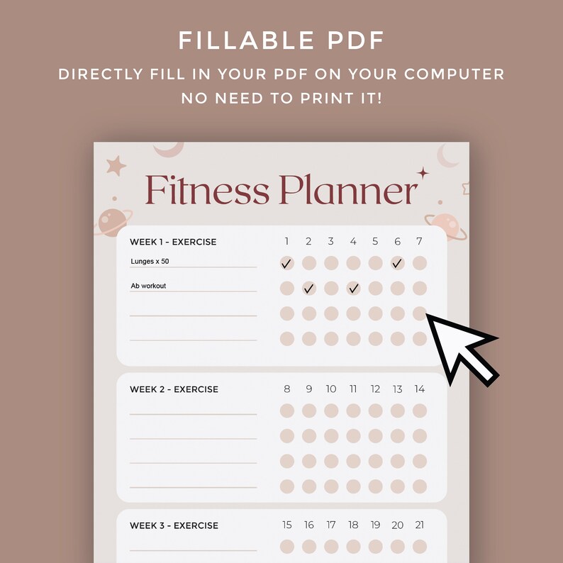 Fitness Planner Bundle Workout Tracker Weekly & Daily Fitness Monthly