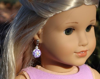 Flower Earring Dangles for American Girl dolls and 18 inch dolls - Doll Jewelry, Doll Earrings, Doll Flower Earrings, Spring doll earrings