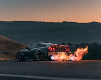 Liberty Walk GTR Aka GTRRARI Aka the Flamethrower (20x16in) Poster