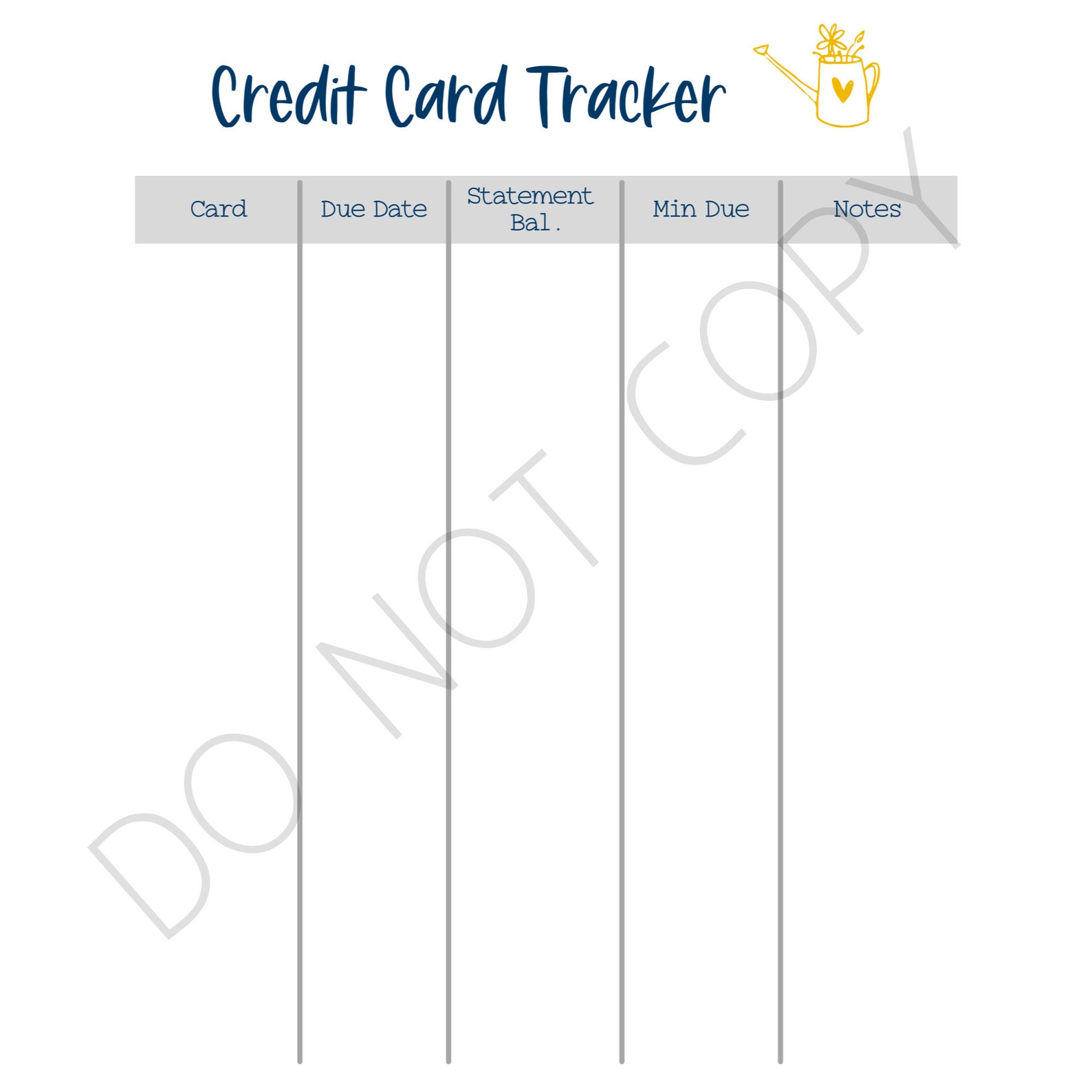 Printable Credit Card Tracker Worksheet Etsy