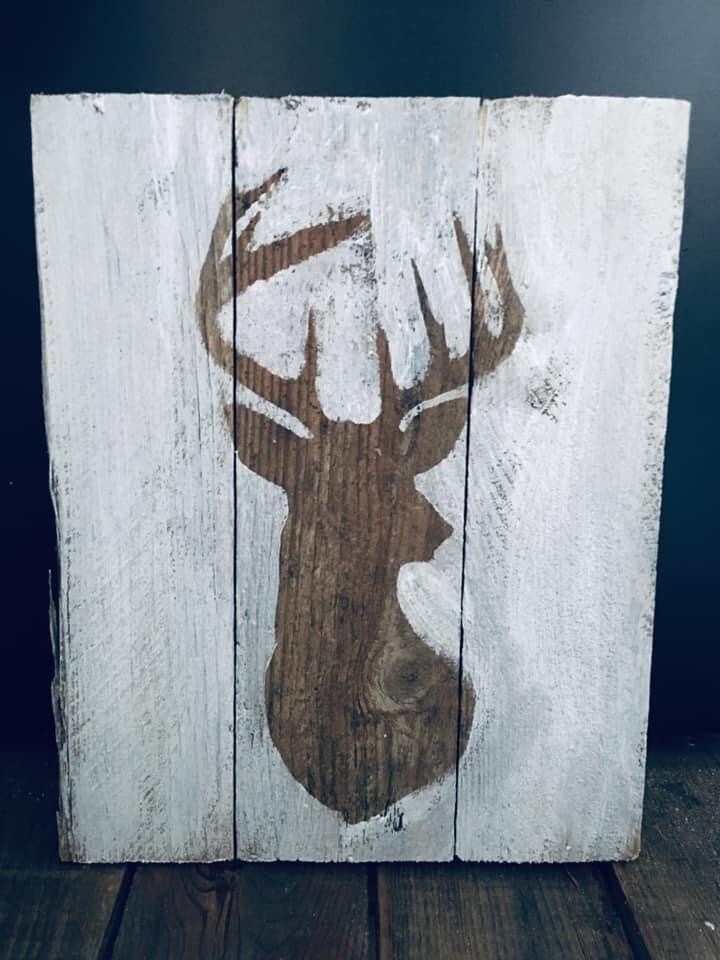 Cadre Peinture sur Bois Renne