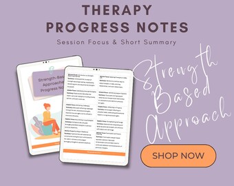 Strength-Based Approach Progress Notes for Counselors and Therapists (Instant Digital Download)