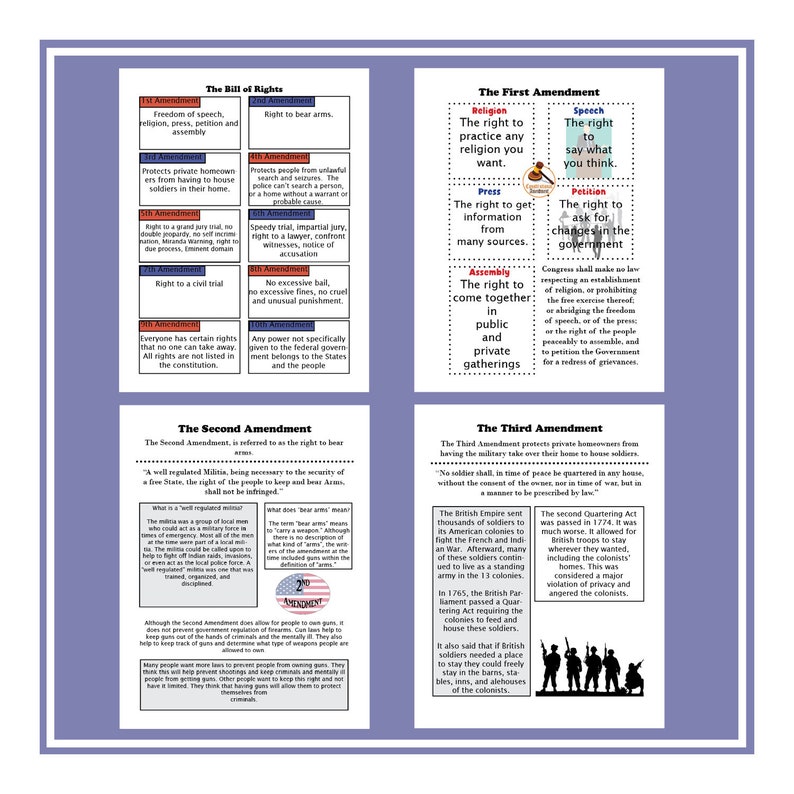 Bill of Rights & Preamble Worksheets - Etsy
