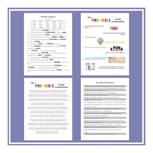 Bill of Rights & Preamble Worksheets - Etsy