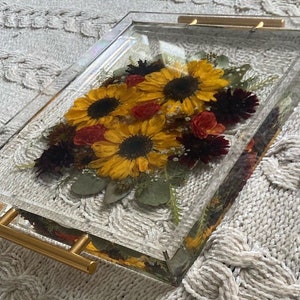 Wedding Bouquet Preservation/ Wedding Gifts/Flower Preservation/Epoxy Resin Keepsake/Memorial Flower Preservation/Serving Tray/Resin Block