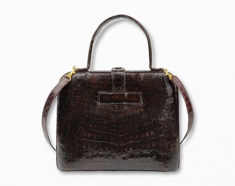 Authentic Alligator Leather Handbag, Chic Snap Closure