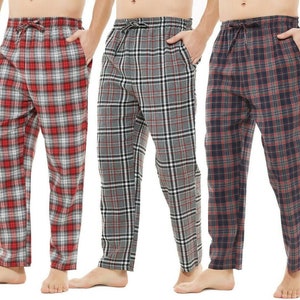 Adult Women Men Unisex Pajama Drawstring Pants Plaid Red White