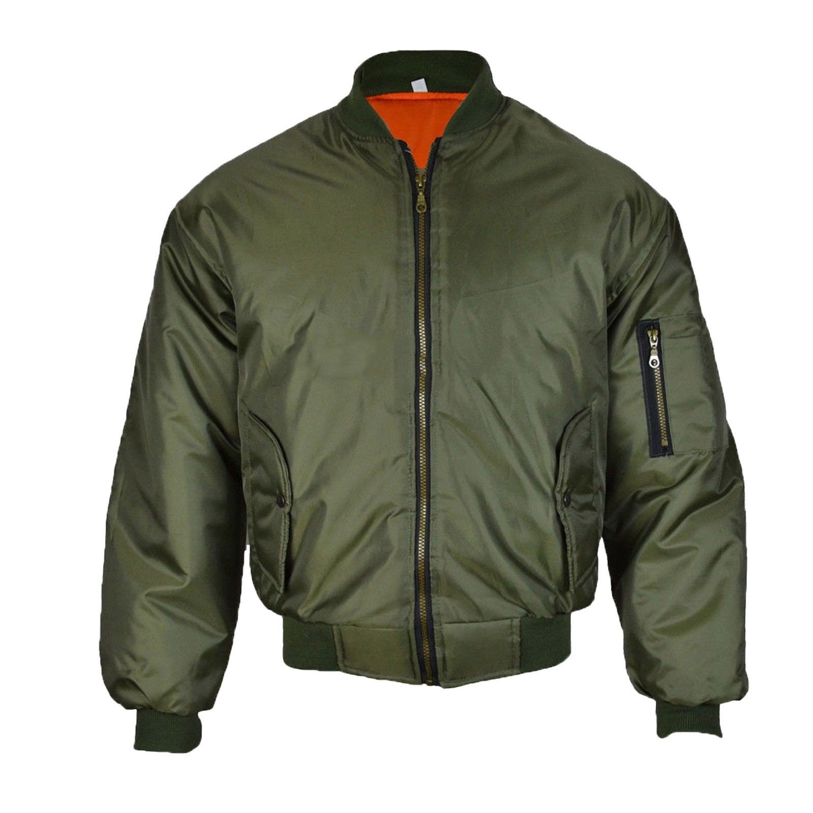 Men's Classic MA1 Bomber Jacket Military Flight Biker Security Padded ...