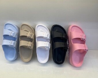 Ladies & girls slip on summer sandals size 3 to 8 uk pool beach leisure sliders