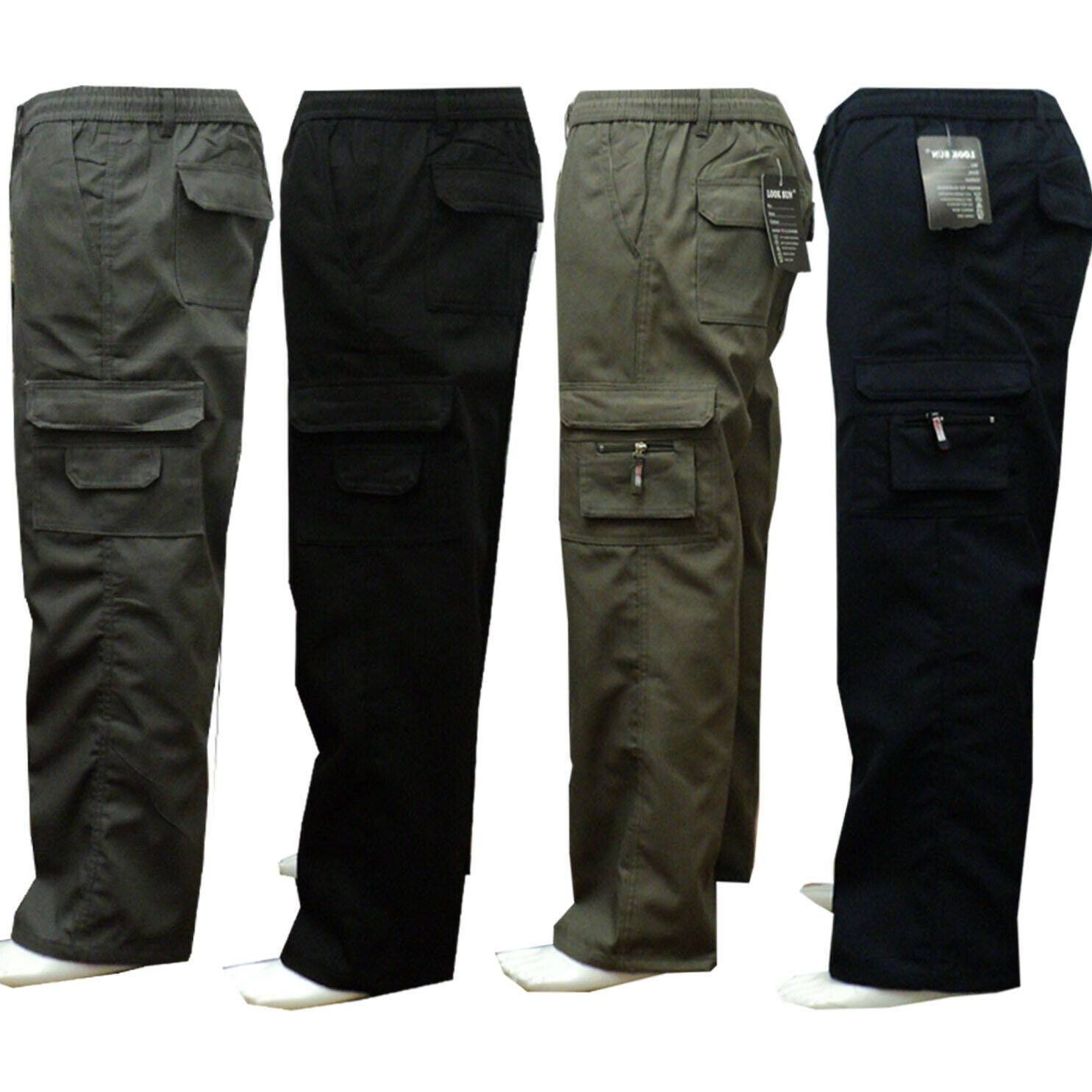 Mens New Elasticated Cargo Combat Work 