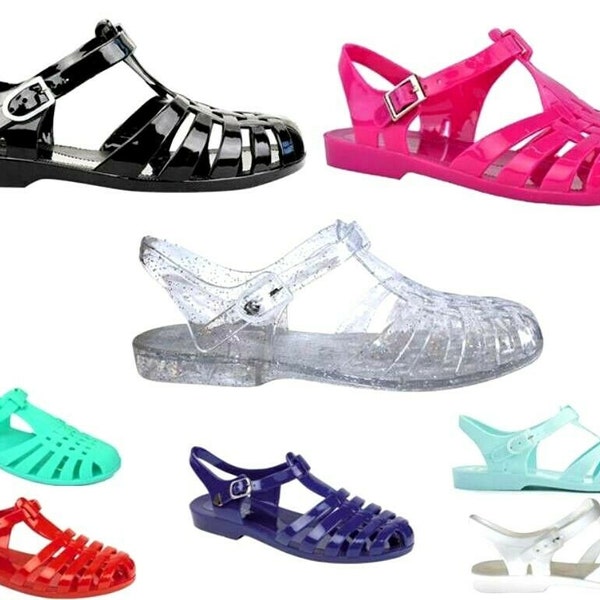 Ladies Jelly Sandals Retro Shoes Beach Strappy  Summer Holiday Casual Size 3 to 8