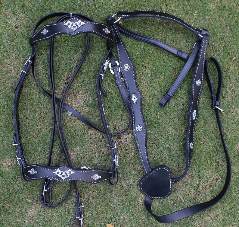 Horse Bridle With Reins and Breast Collar Set in Leather Etsy