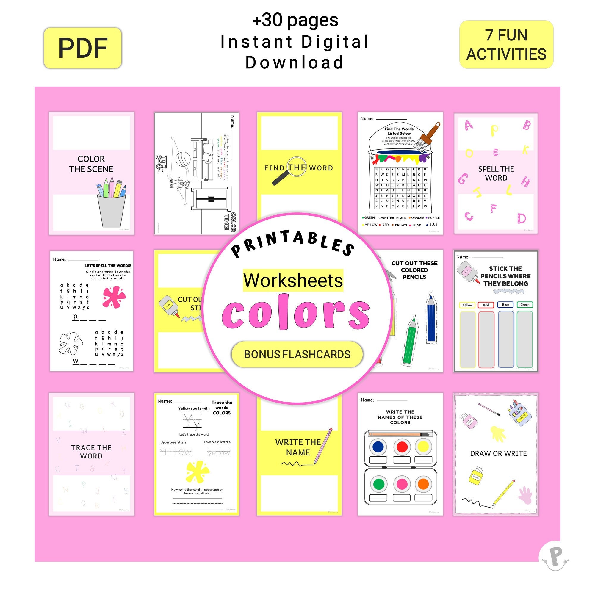 colors vocabulary worksheets teaching colors worksheets etsy