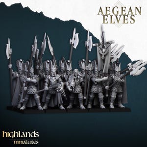 Aegean Elves Mycenaean Guard Highland Miniatures Wargaming Scale Elf Models by Highland Miniatures for Fantasy Battle and Skirmish Games