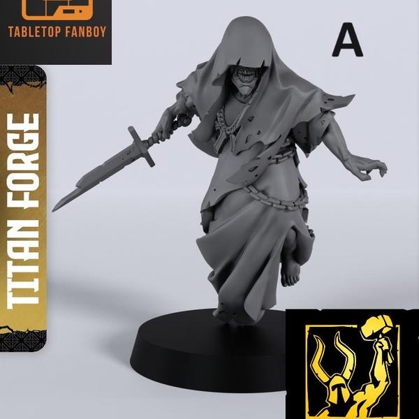 Miniatura de monstruo fantasma NPC (3 variantes) a escala de 28 mm o 32 mm de Titan Forge