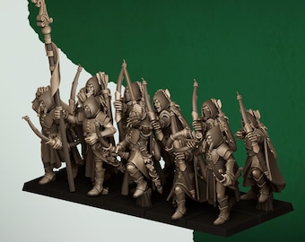 Feral Elves Archers Wargaming Scale Wood Elves by Highland Miniatures for Fantasy Battle and Skirmish Games