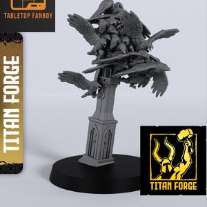 Crow Swarm NPC Monster Miniature 28mm or 32mm Scale by Titan Forge with Base Included