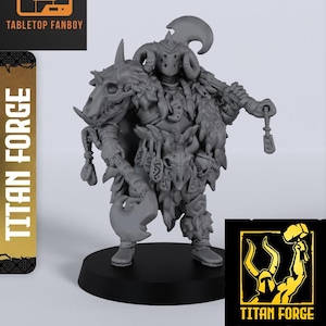 Gyratos Barbarian Human Fighter Miniature 28mm or 32mm Scale by Titan Forge with Base Included