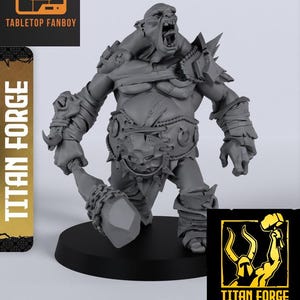 Ogre Monster Miniature 28mm or 32mm Scale by Titan Forge with Base Included