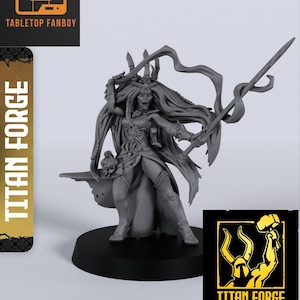 Everdark Witch Miniature 28mm or 32mm Scale by Titan Forge with Base Included