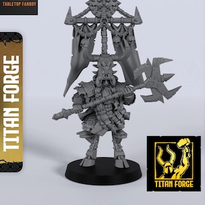 Infernal Dwarves Overlord Hero Lord Miniature 28mm or 32mm Scale by Titan Forge with Base Included