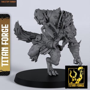 Pit Fighter Wrargog Bloodmoon Werewolf Miniature 28mm or 32mm Scale by Titan Forge with Base Included