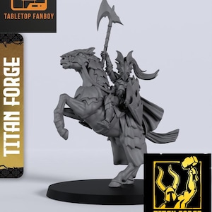 Mounted Vampire Prince Miniature 28mm or 32mm Scale by Titan Forge with Base Included