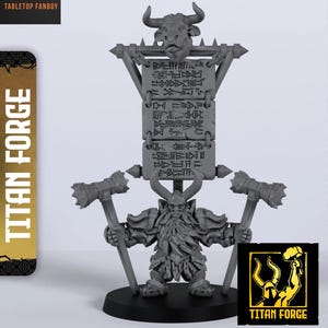 Infernal Dwarves Beshazzar the Law Keeper Hero Lord Miniature 28mm or 32mm Scale by Titan Forge with Base Included