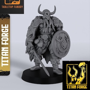 Bjorn Barbarian Human Fighter Miniature 28mm or 32mm Scale by Titan Forge with Base Included