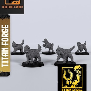 Dogs! Set of 5 Good boys, best boys! Miniatures 28mm or 32mm Scale by Titan Forge