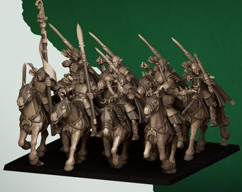 Feral Elves Mounted Archers Cavalry Wargaming Scale Wood Elf Models by Highland Miniatures for Fantasy Battle and Skirmish Games