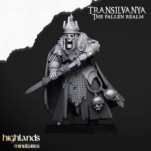 Transilvanya Skeletal Lord Hero Commander Wargaming Scale Undead Models by Highland Miniatures for Fantasy Battle and Skirmish Games