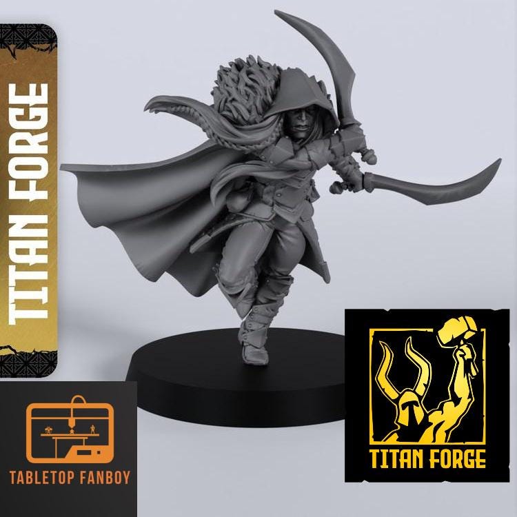 Drow Ranger Picture Male Drow Male Ranger With Swords Miniature 28mm or 32mm Scale by Titan ...