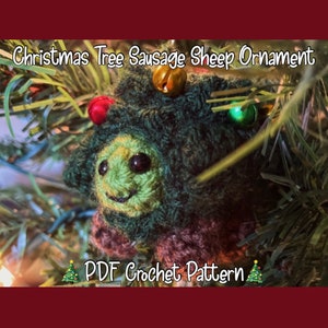 Christmas Tree Sausage Sheep Ornament Crochet Pattern, pdf file cute 2-pieces Holidays amigurumi