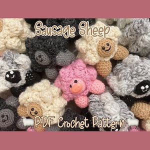 Sausage Sheep Crochet Pattern, pdf file cute amigurumi, 2-pieces plushie