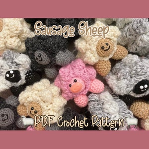 Wzór szydełkowy na owcę z kiełbasą, plik pdf, urocze amigurumi, 2-częściowy pluszowy
